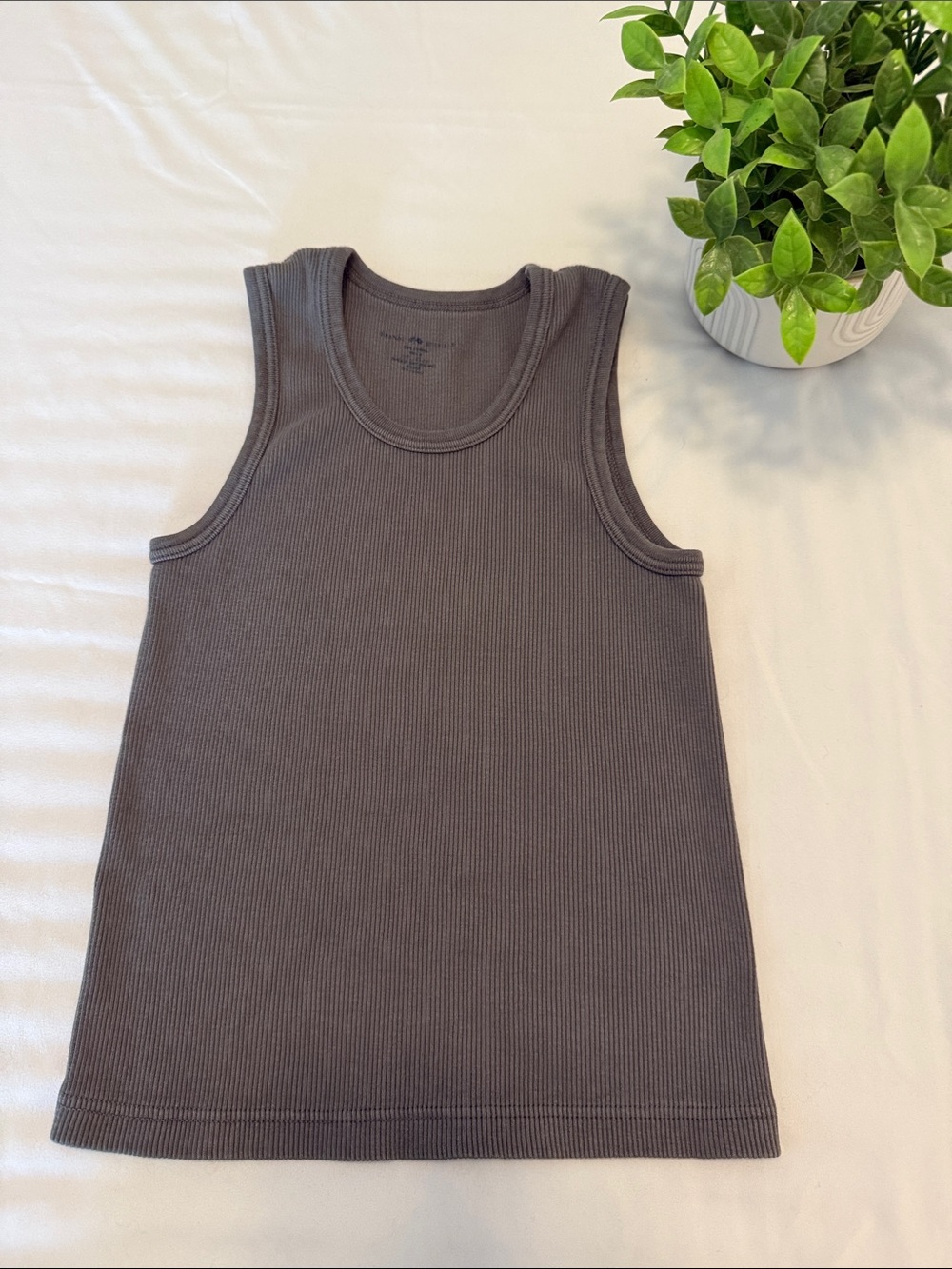 Brandy Melville Charcoal Ribbed Tank Top